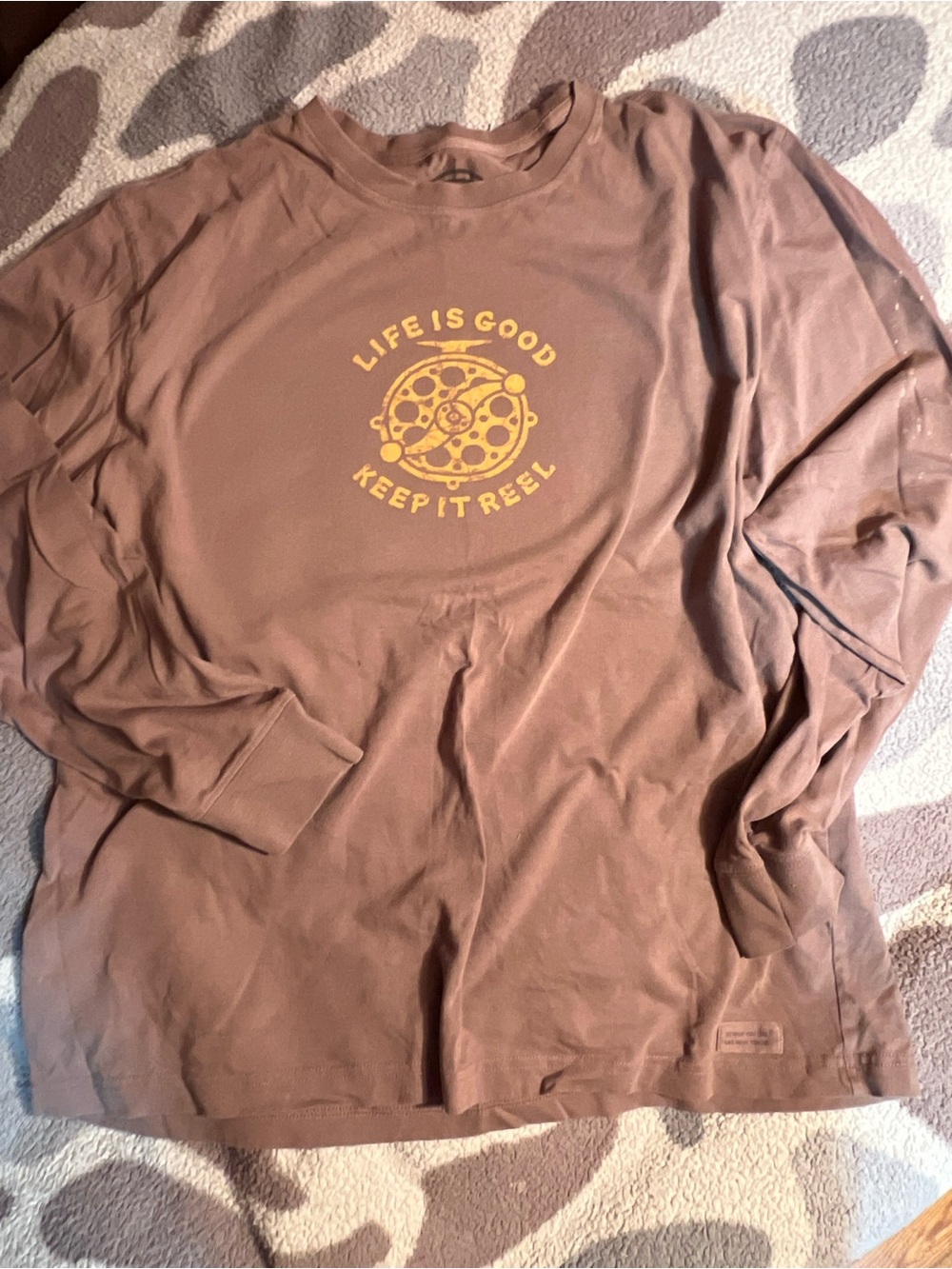 Life Is Good Brown Long Sleeve Tee with Yellow Logo